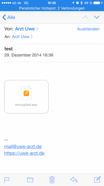 Receive encrypted EMail