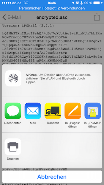 Receive encrypted EMail