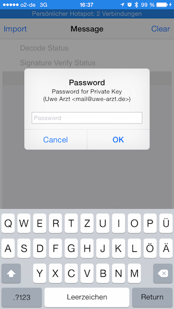 Receive encrypted EMail