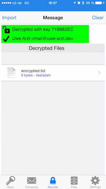 Receive encrypted EMail