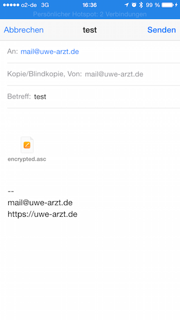 Send encrypted EMail